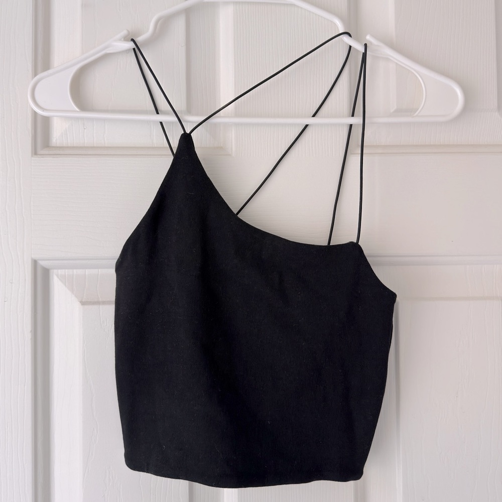 ⚡️ FLASH SALE⚡️ZARA • Black asymmetric crop top • MEDIUM